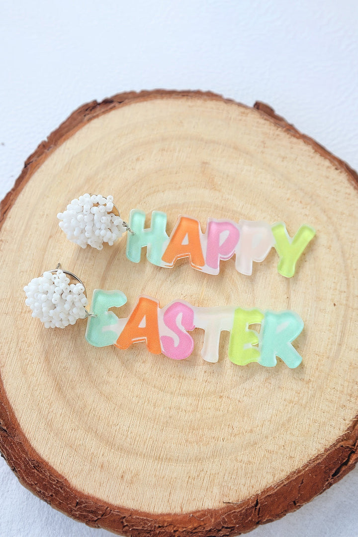 Colorful HAPPY EASTER Drop Earrings