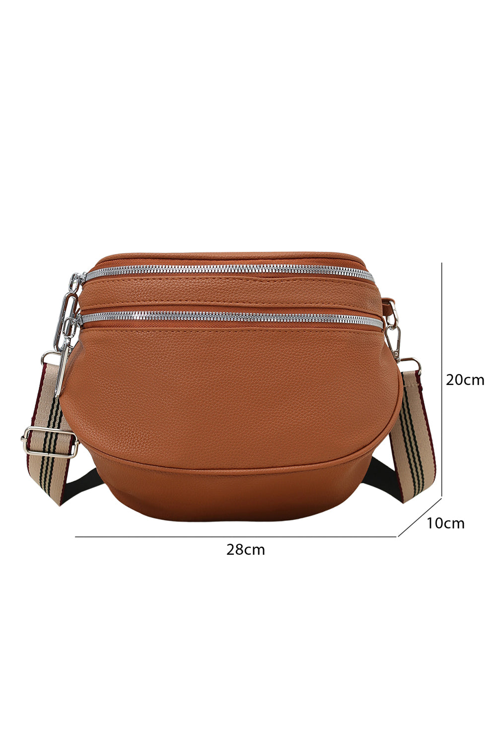 PU Leather Double Zipper Crossbody Bag