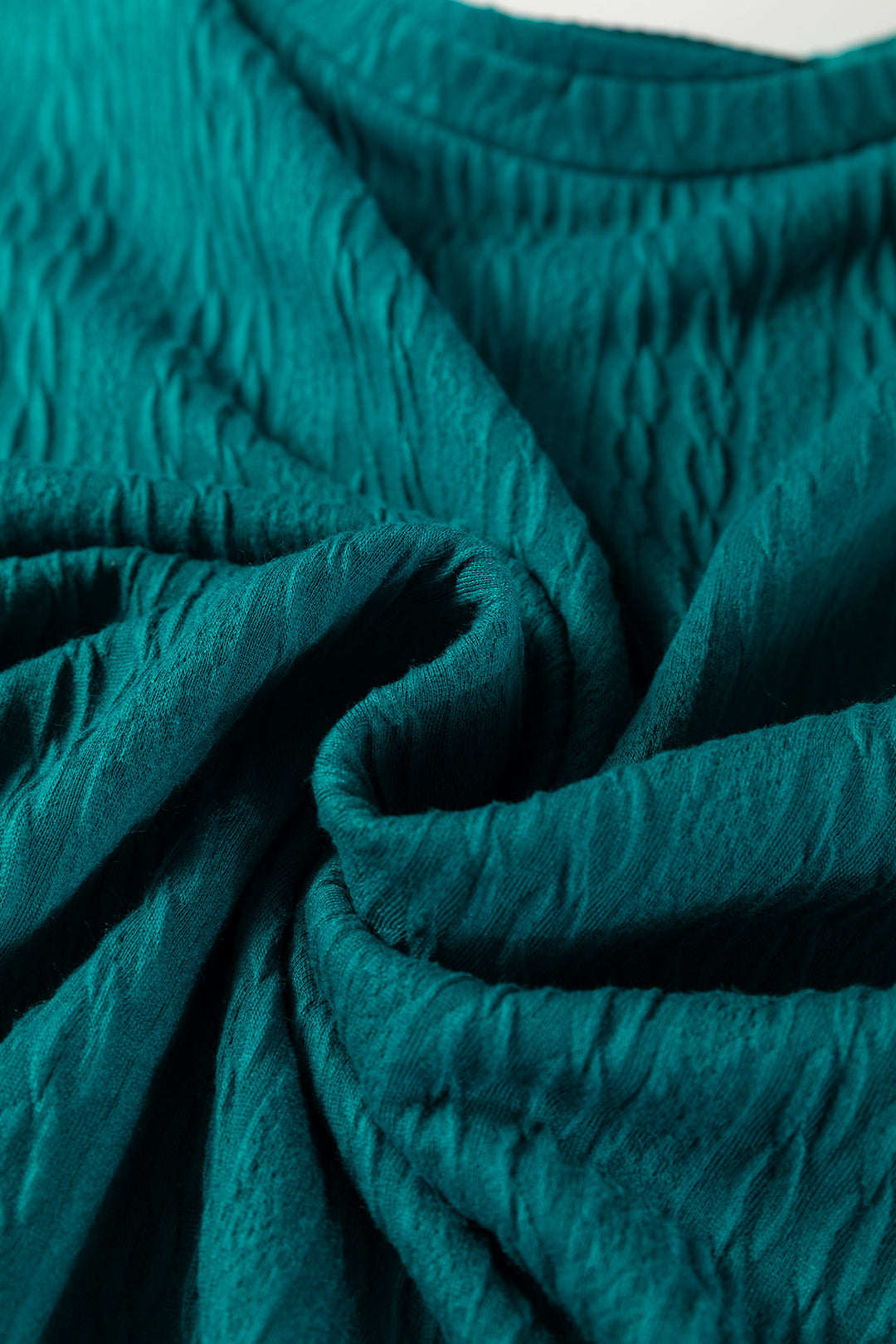 Sea Green Textured Round Neck Sweatshirt &amp; Loose Drawstring High Waist Pant Set