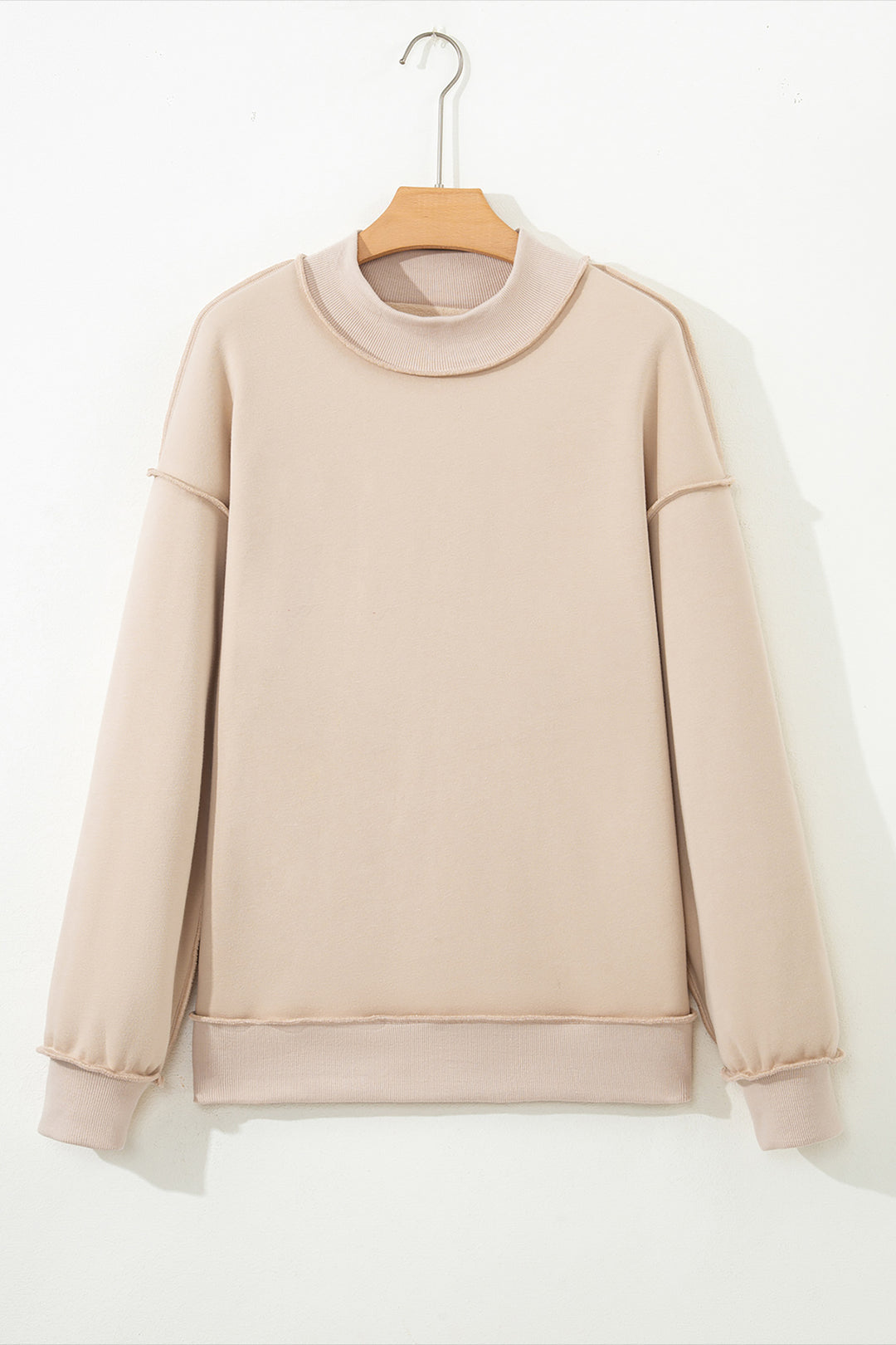 Oversize Drop Shoulder Reversible Mock Neck Sweatshirt