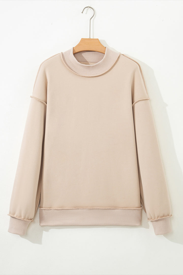 Oversize Drop Shoulder Reversible Mock Neck Sweatshirt
