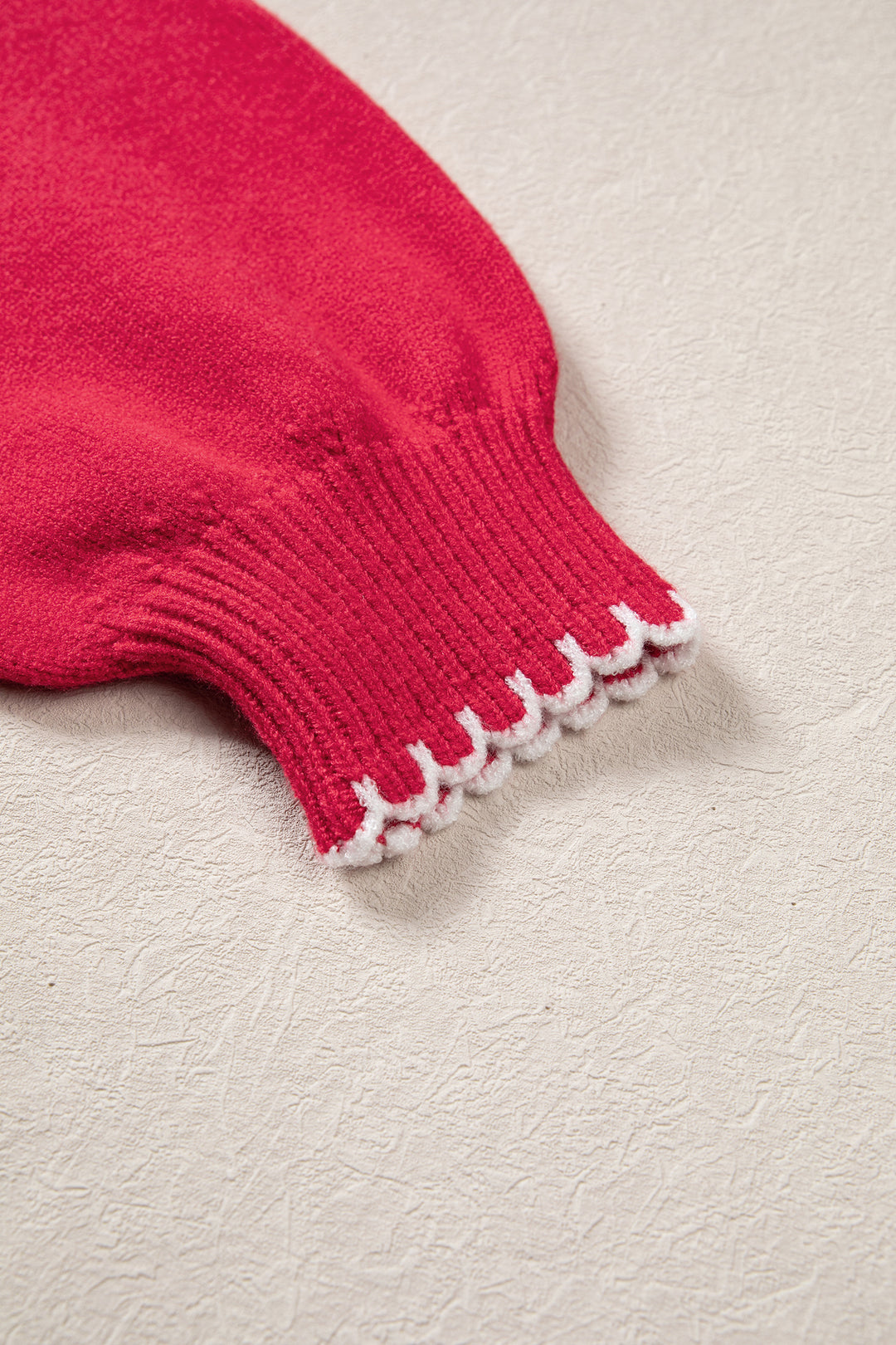 Racing Red Stitched Detail Christmas Tree Holiday Casual Sweater