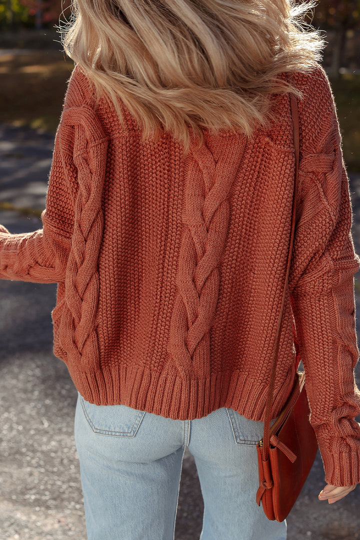 Chunky Fit Slouchy Textured Knit Sweater