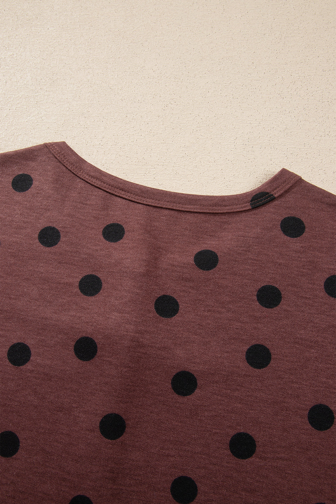Brown Polka Dot Button Front Long Sleeve Casual Shirt