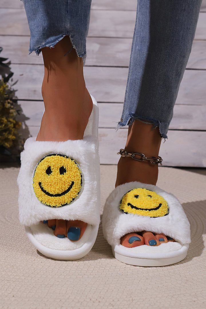 Plüsch-Hausschuhe mit Smiley-Grafik