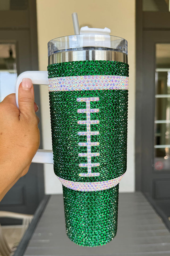 Tasse à vide avec poignée en strass pour rugby et football (40 oz)