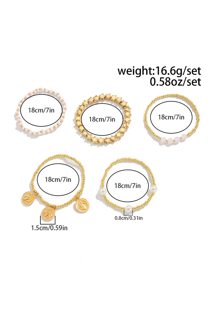 Mehrlagiges Armband-Set mit Scheiben, Perlen und Sternen