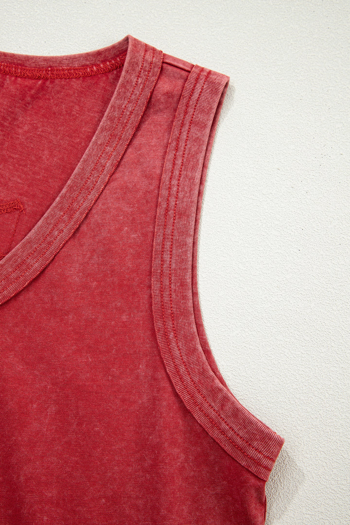 Mineral Wash V Neck Tank Top