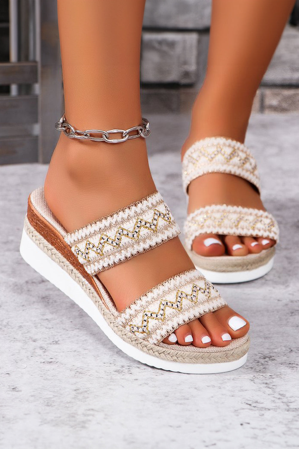Crochet Dual Band Wedge Slippers