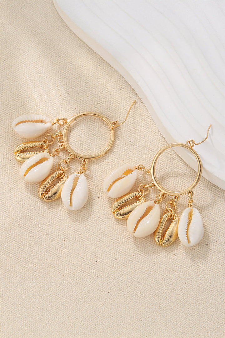 Seashell Charm Hoop Dangle Earrings
