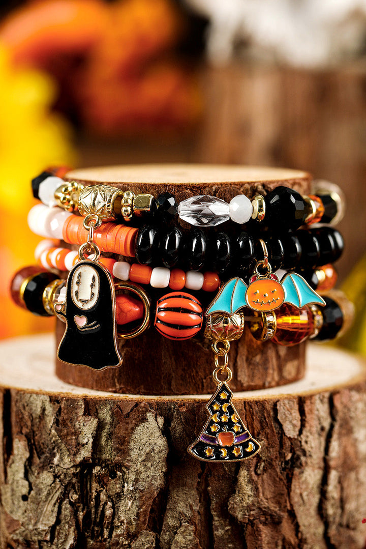Halloween Kürbis Geist Anhänger Lagen Perlen Armband Set