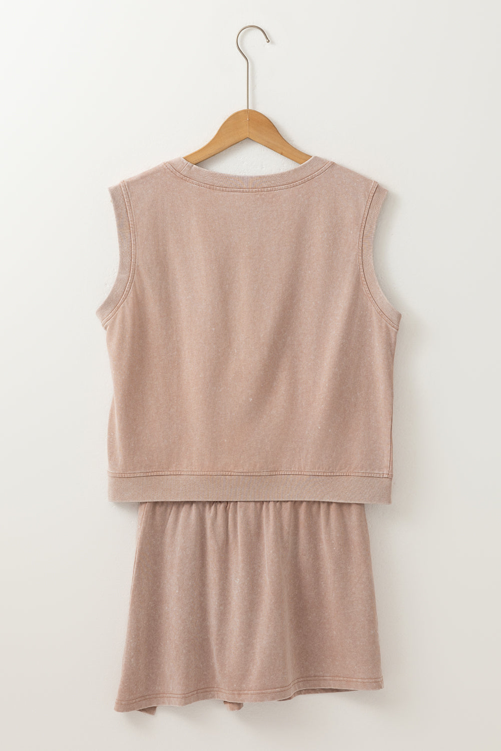 Smoke Gray Washed Sleeveless Top Split Skort Cotton 2pcs Outfit
