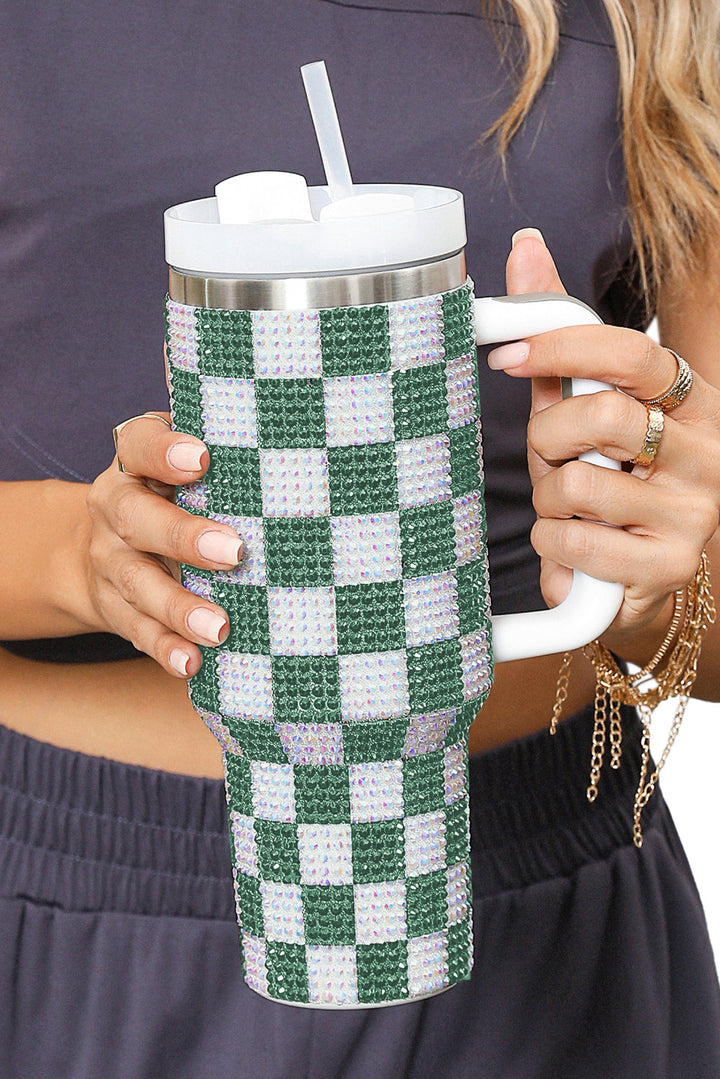 Gobelet à anse en damier entièrement en strass 40 oz