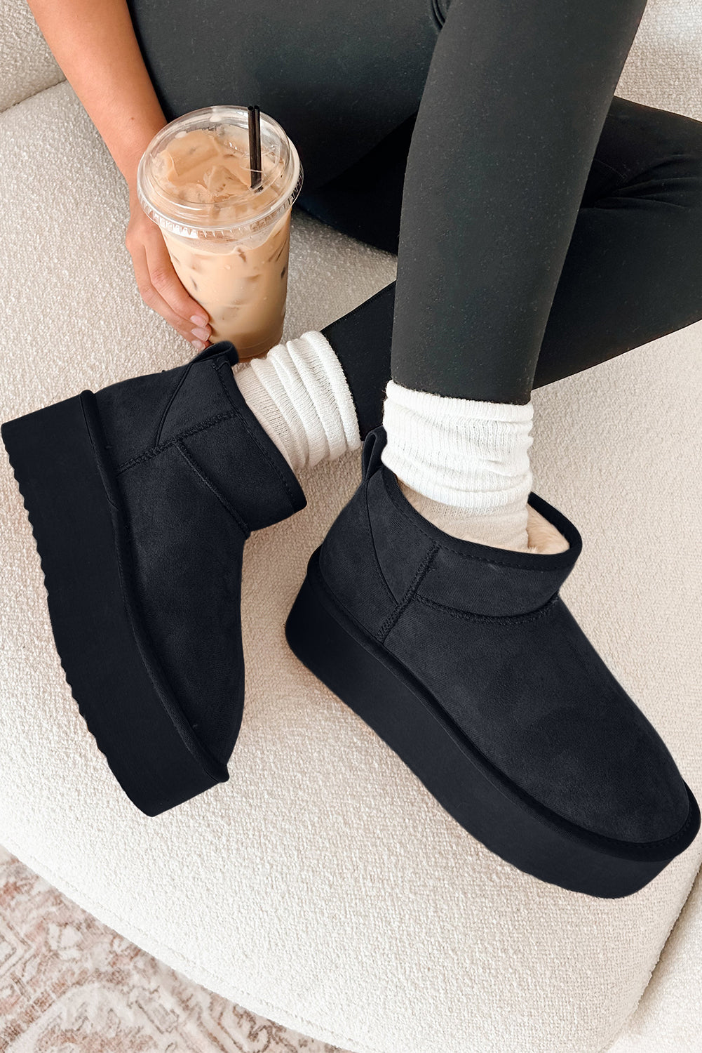 Faux Fur Lined Suede Ankle Snow Boots