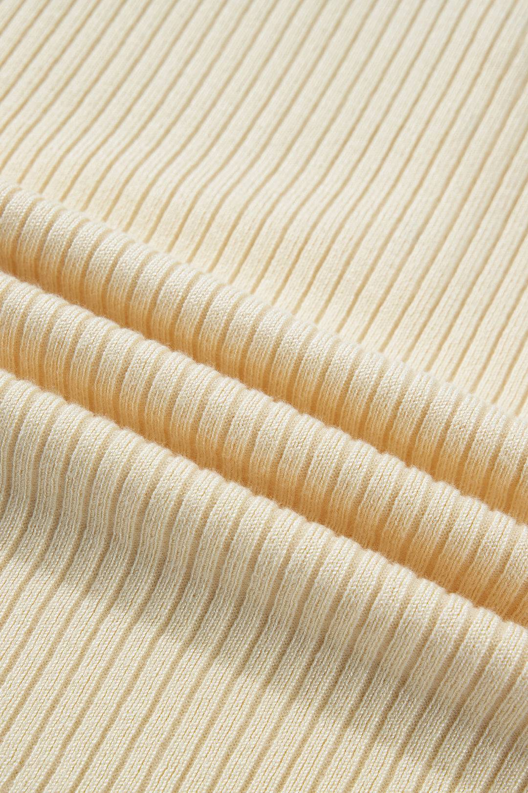 Apricot V Neck Ribbed Knit Striped Trim Short Sleeve Sweater