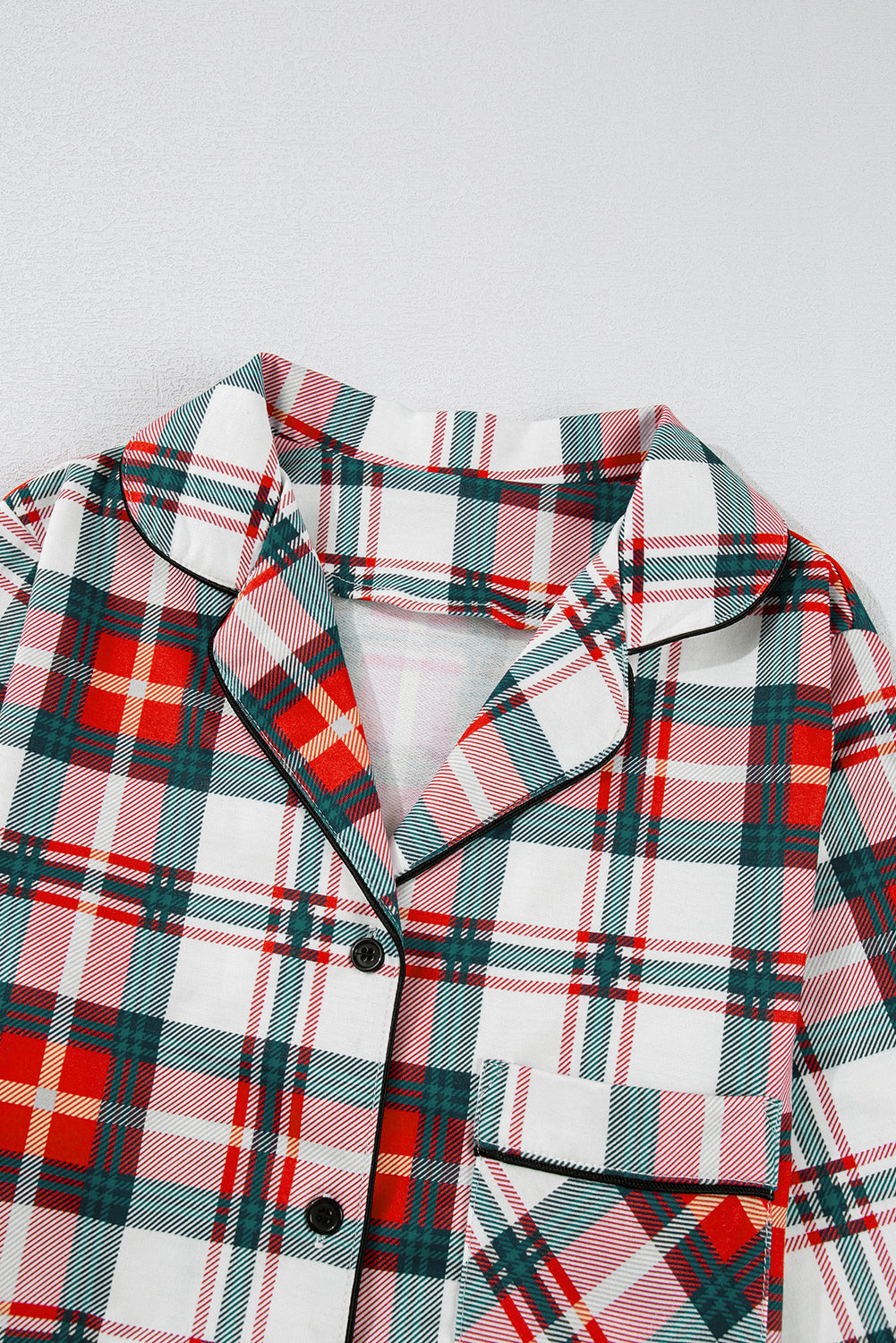 christmas plaid print two piece long sleeve pajamas set
