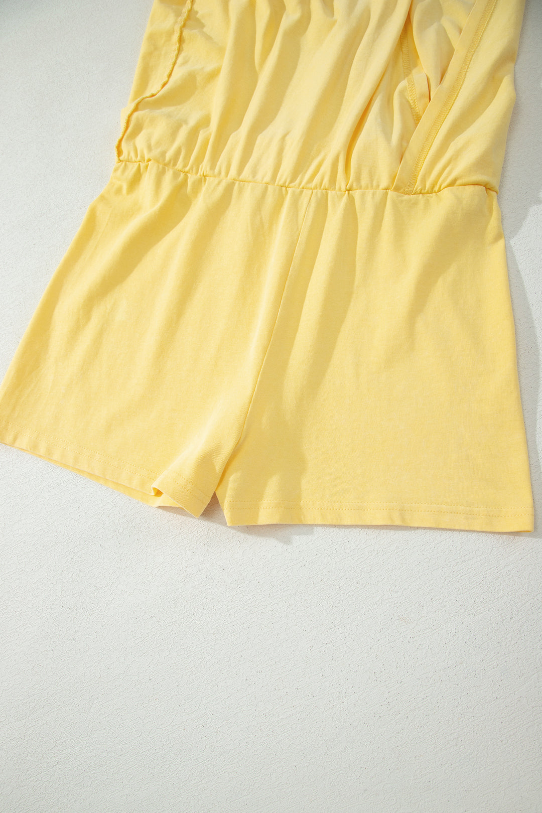 Yellow Cream Washed Sleeveless Top Split Skort Cotton 2pcs Outfit