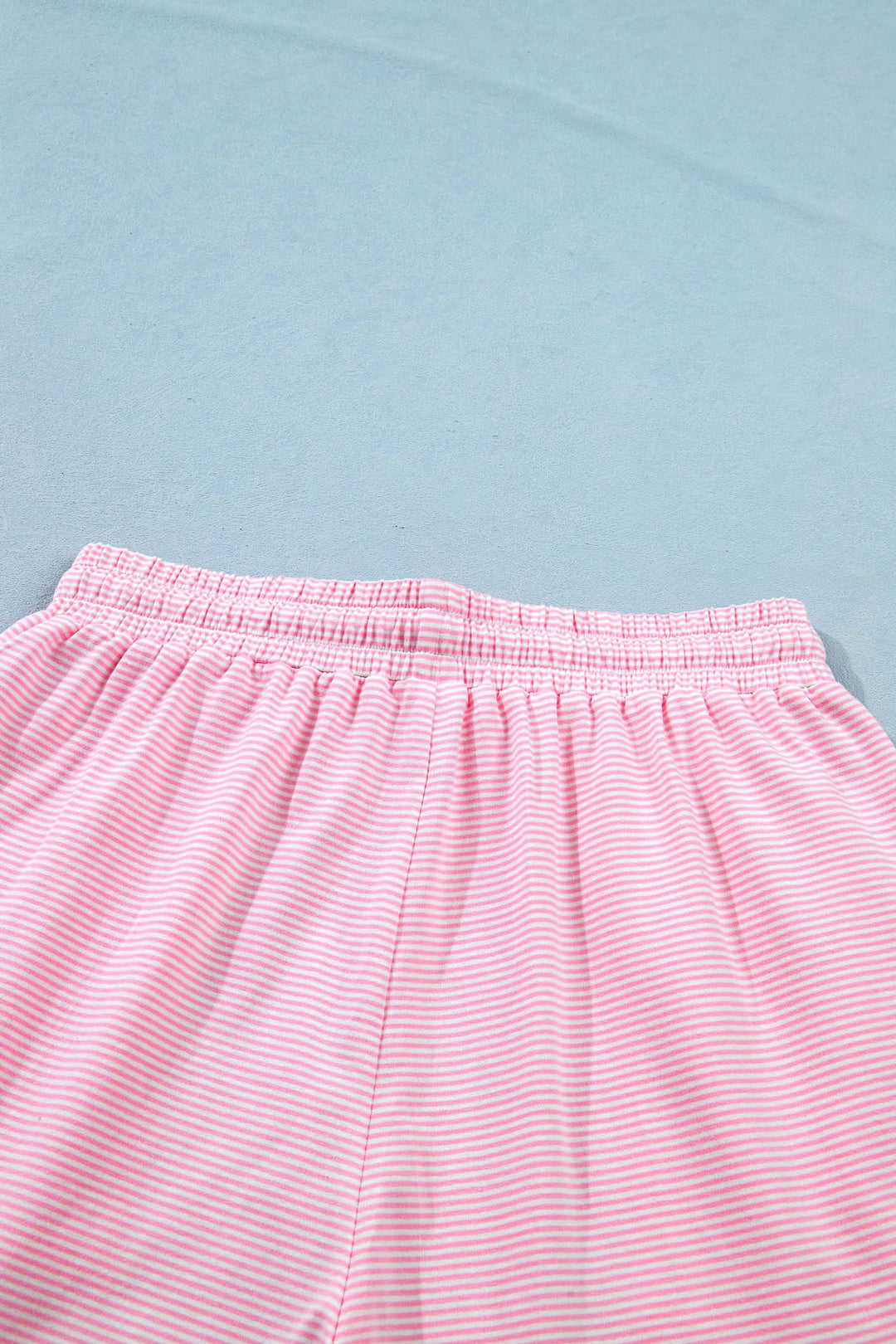 Pink Stripe Matching Oversized Tee and Drawstring Shorts Set