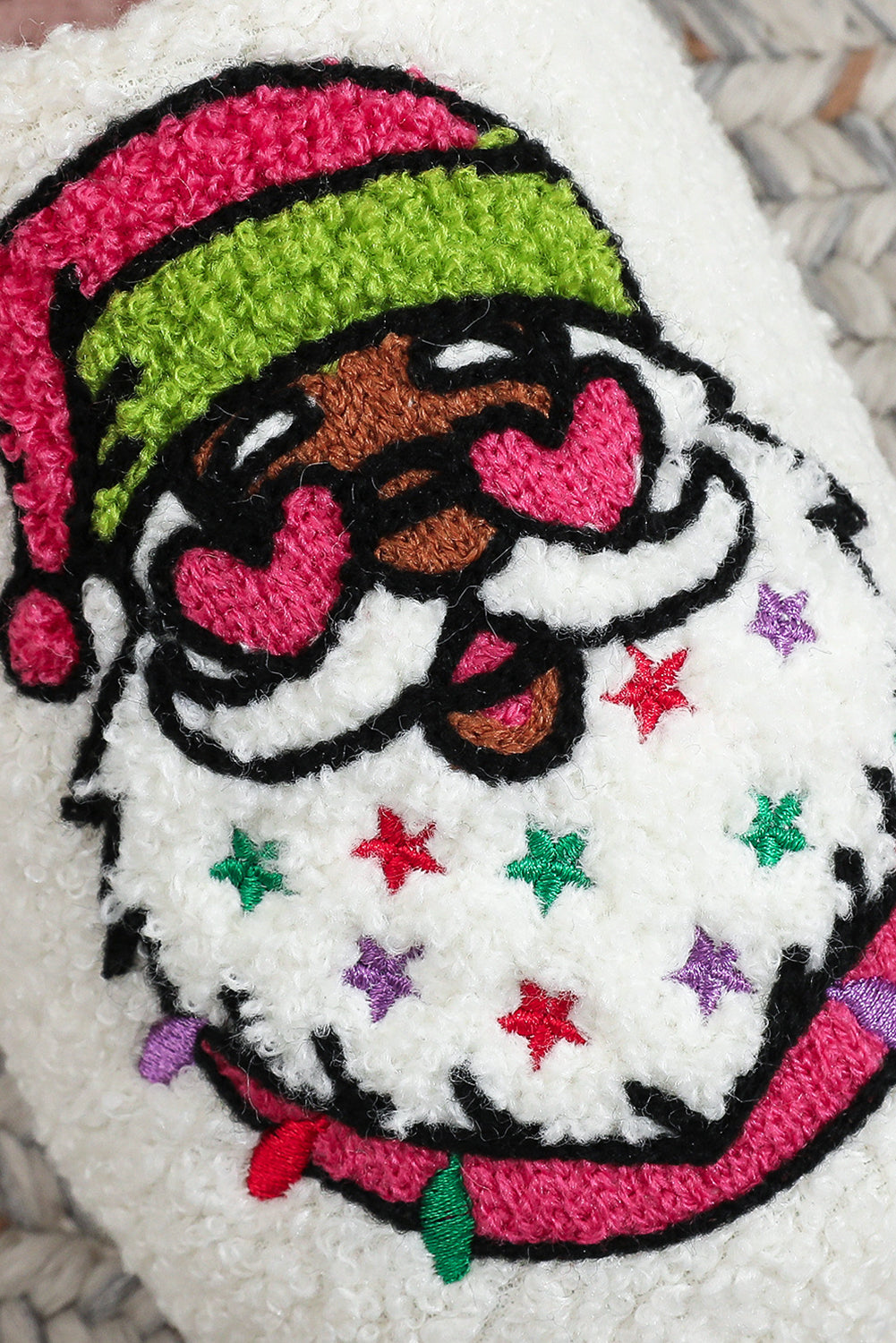 Starry Santa Claus Pattern Christmas Plush Slippers