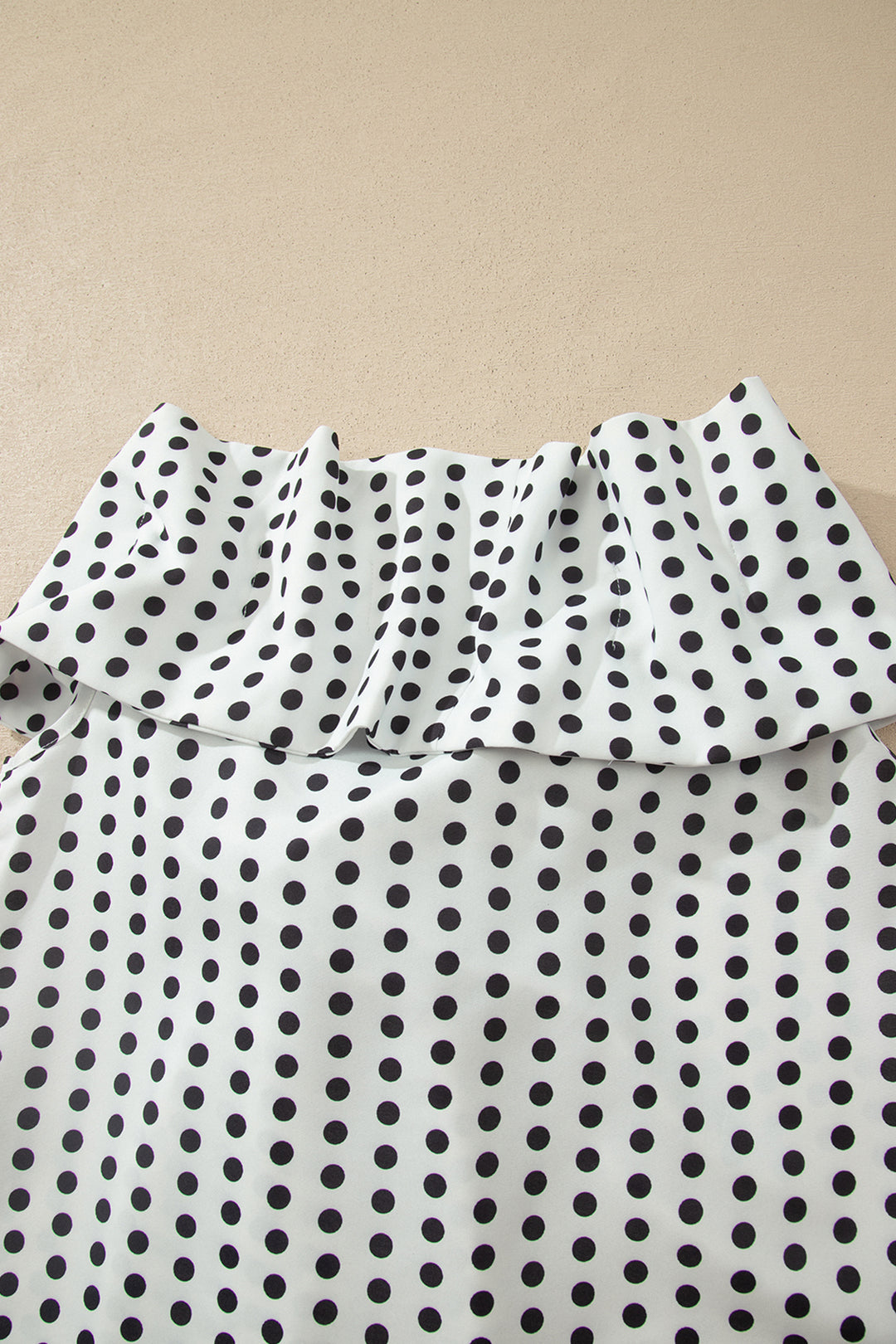 White Polka Dot Off Shoulder Bow Knot Short Sleeve Blouse
