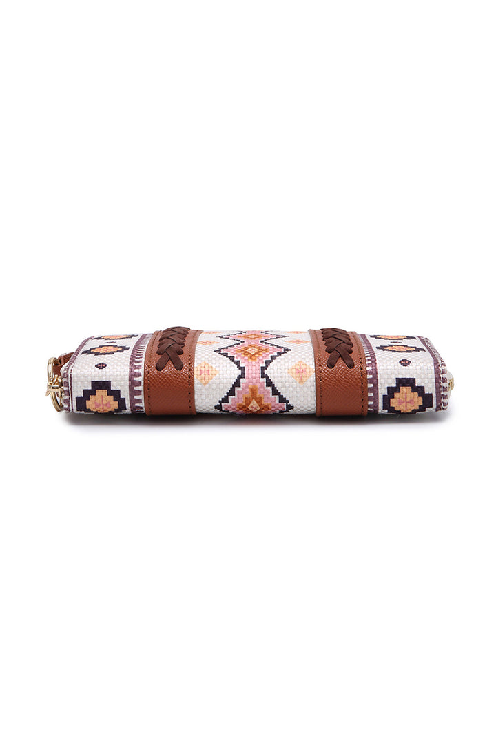 Western Aztec Print PU Leather Wristlet Wallet
