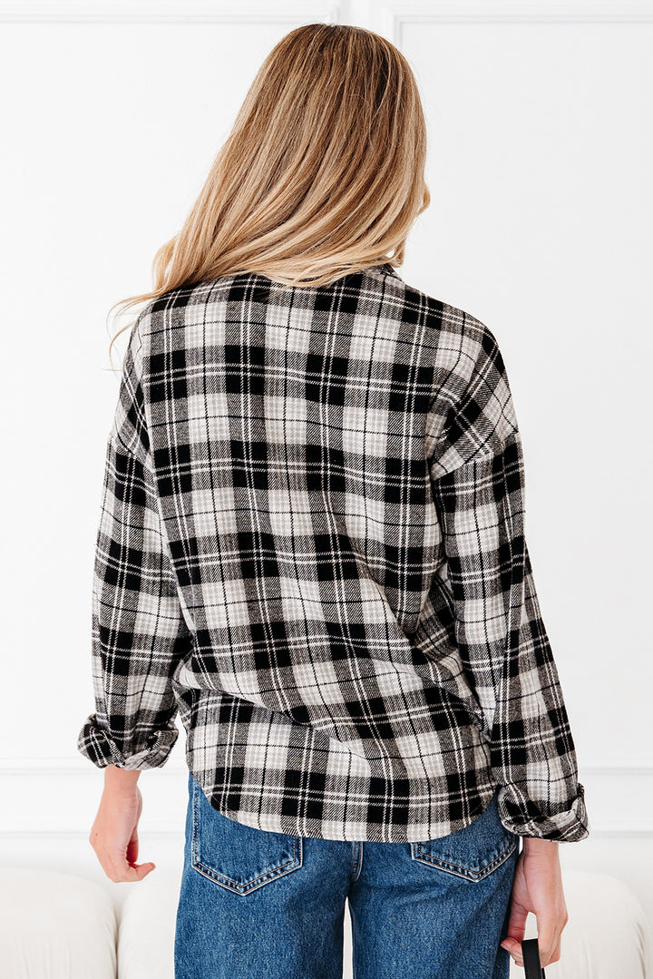 Plaid Print Chest Pockets Buttoned Shirt