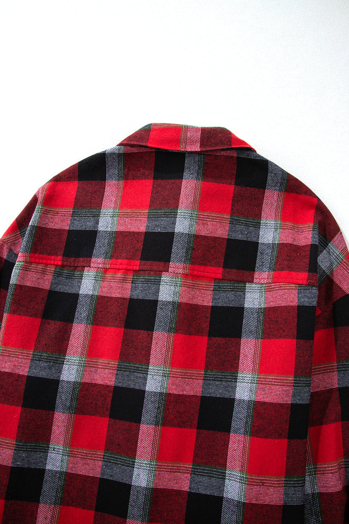 christmas checkered pattern loose shirt and pants lounge set