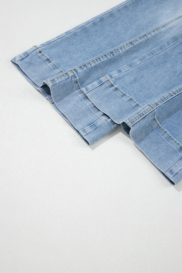 Beau Blue Drawstring Waist Wide Leg Ankle Length Jeans