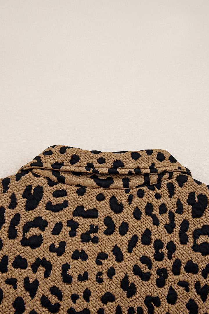 Leopard Print Quarter Zip Sweatshirt