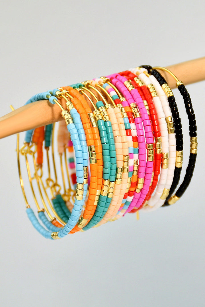 1 Pairs of Rice Beads Gold Plated Alloy Hoop Earrings