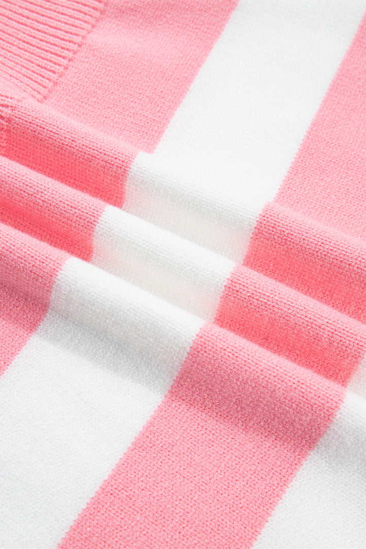 Pink Stripe Santa Baby Embroidered Christmas Slogan Drop Shoulder Pullover Sweater
