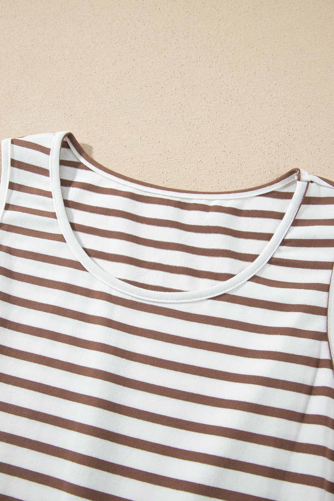 Chestnut Striped Colorblock Sleeveless Casual Long Dress