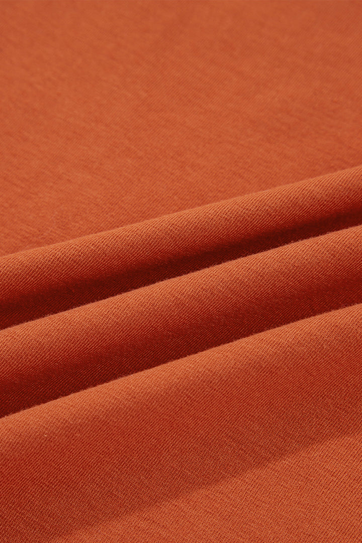 Red Clay  Asymmetric Seam Detail Solid Color Long Sleeve Top