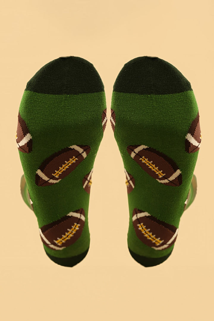 Mittellange Socken mit Rugby-Football-Print