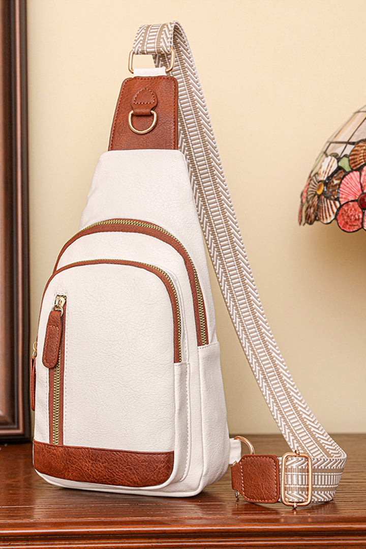 Vintage PU Leather Zipped Crossbody Bag