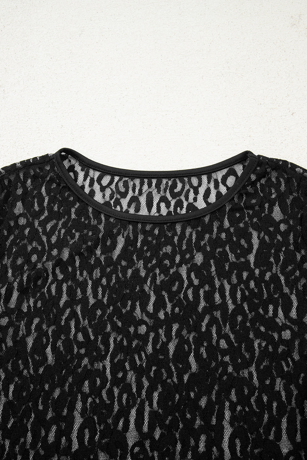 Leopard Pattern Sheer Mesh Long Sleeve Top
