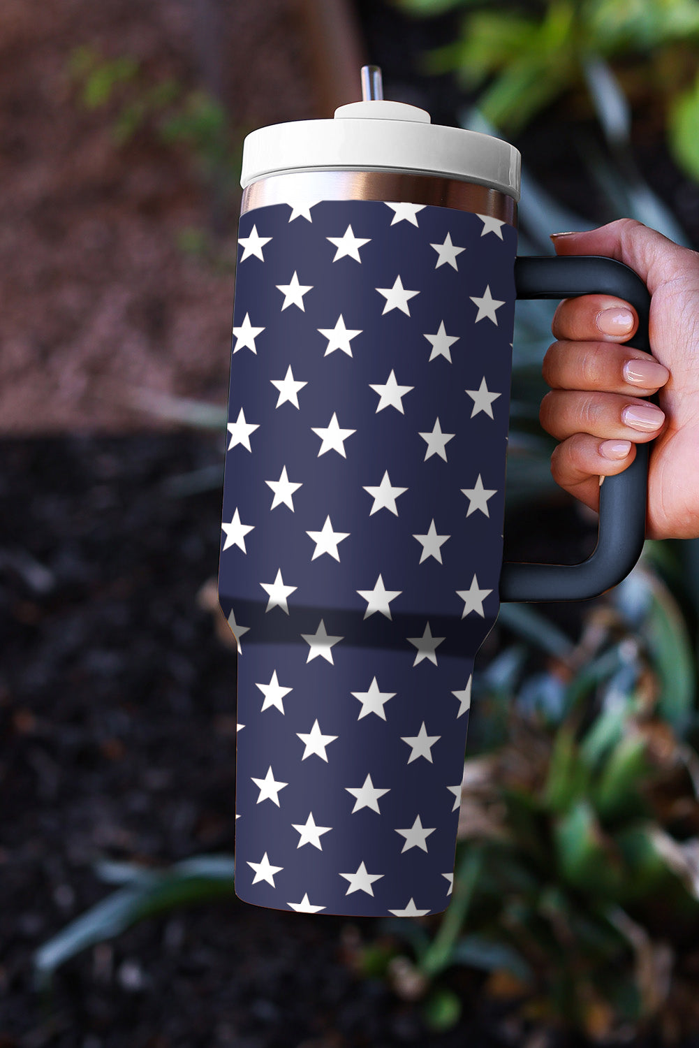 Star Printed Thermos Cup with Handle 40oz