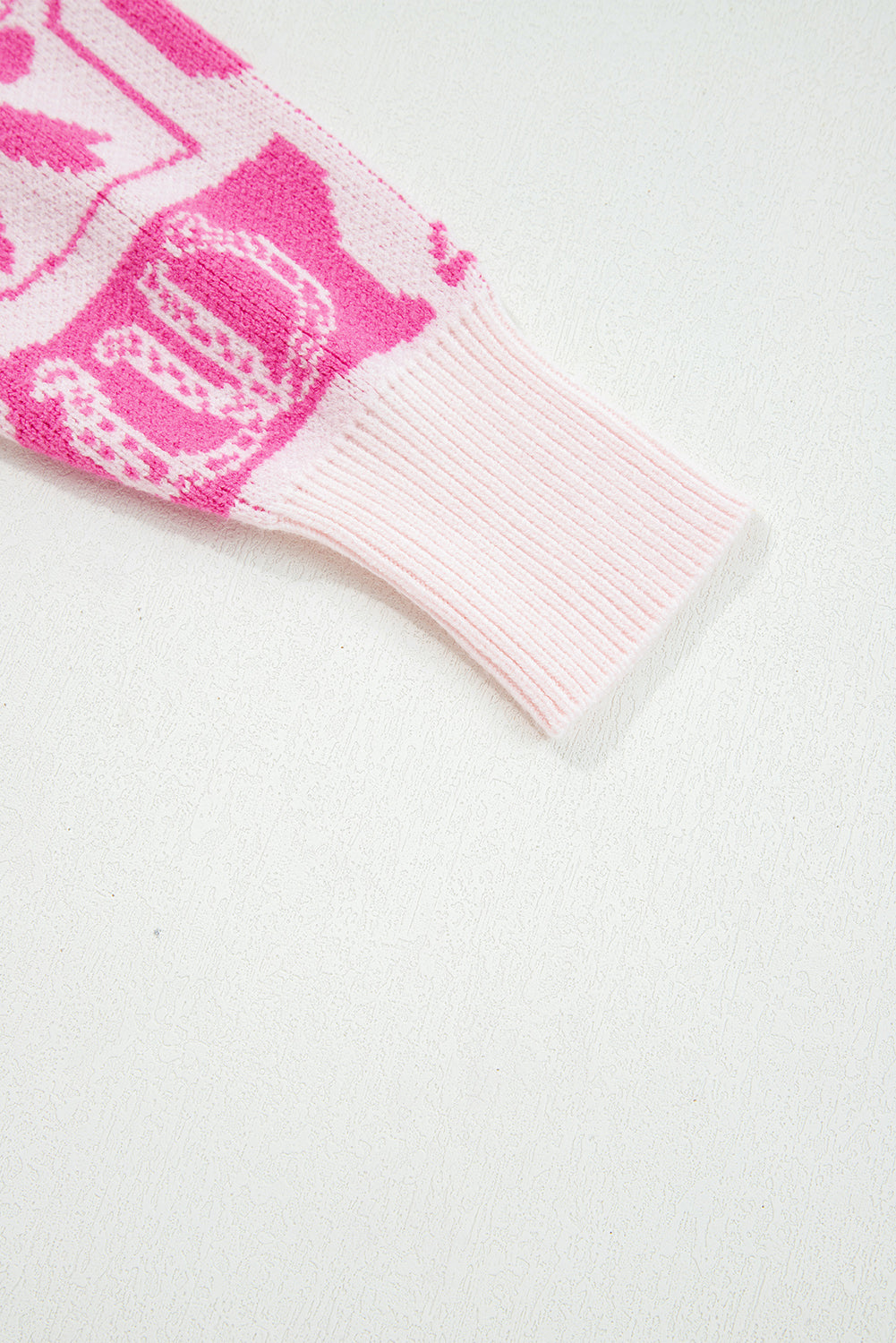 Pink Bows &amp; Horseshoes Pattern Western Fashion Print Sweater