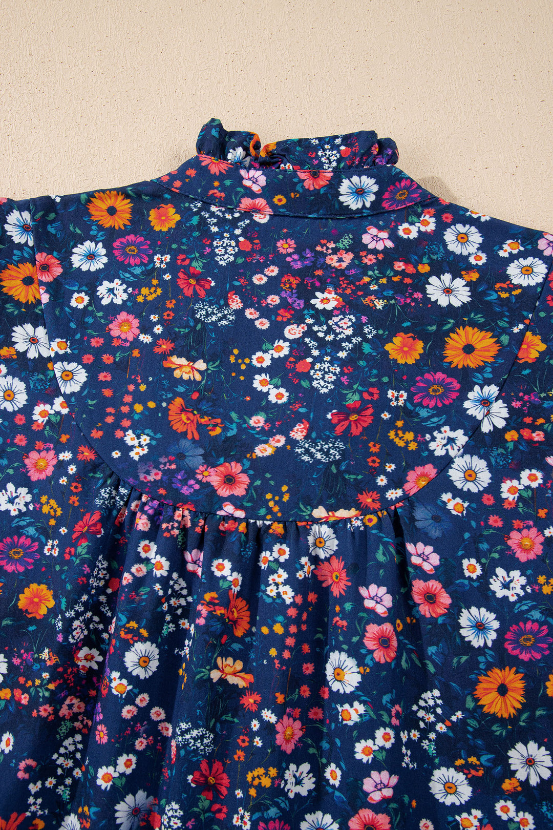 Wild Daisy Floral Split Neck Short Puff Sleeve Mini Dress