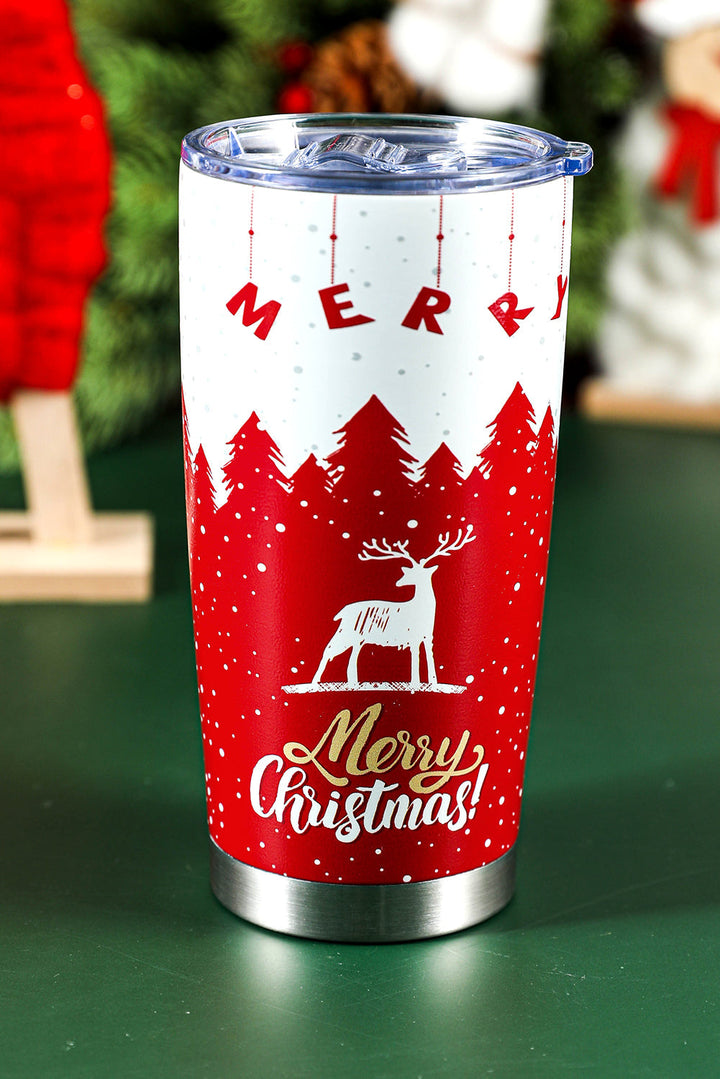 Christmas Tree Elk Print Stainless Steel Tumbler 20 OZ