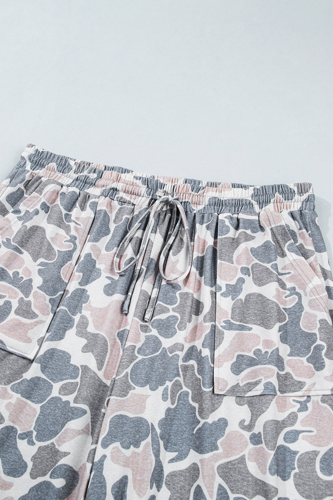 Khaki Camouflage Print Ankle-Length Plus Size Pants