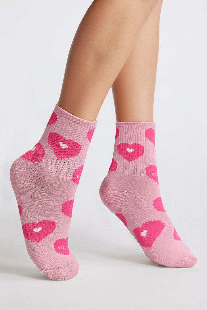 Weiche Crew-Socken mit geripptem Rand und Herz-Print
