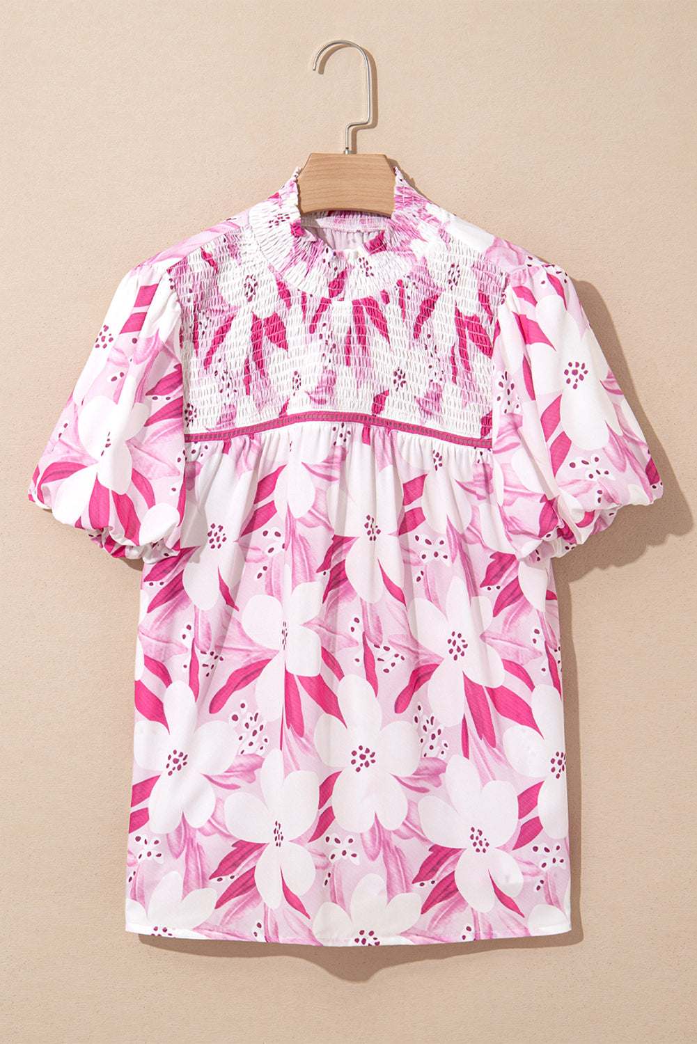 floral frilled collar short sleeve blouse top