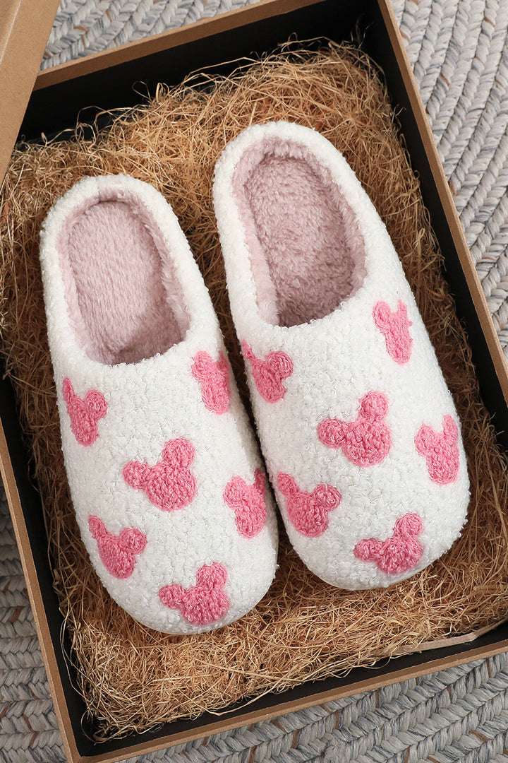 Mickey Mouse Cartoon Head Pattern Plush House Slippers