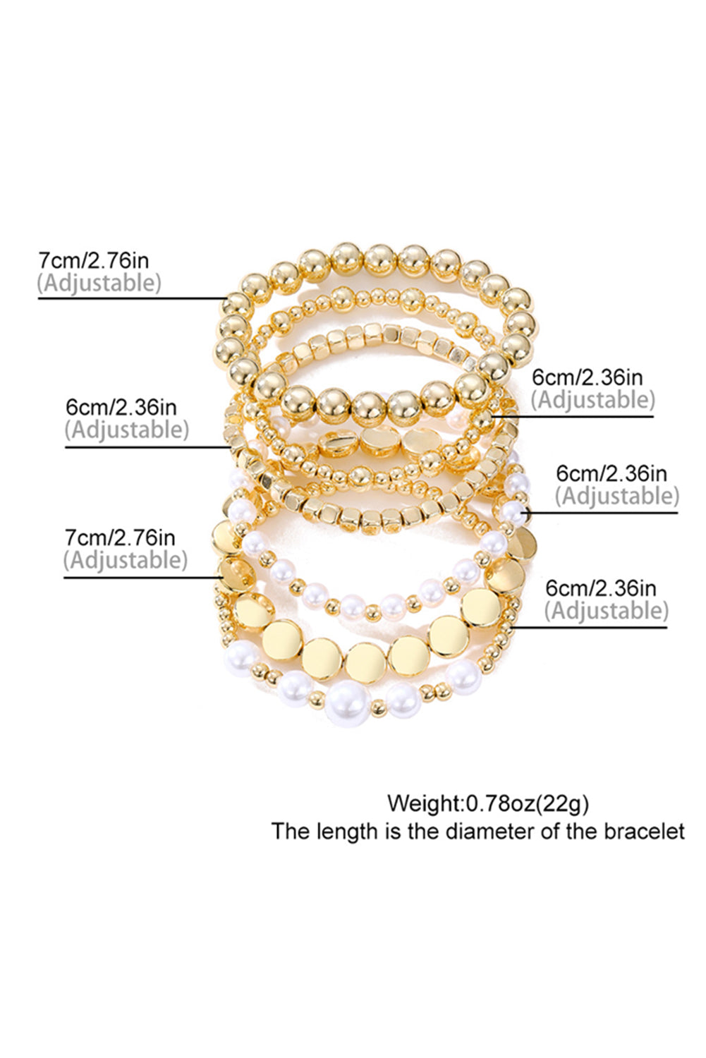 Bracelets élastiques multicouches en perles minimalistes