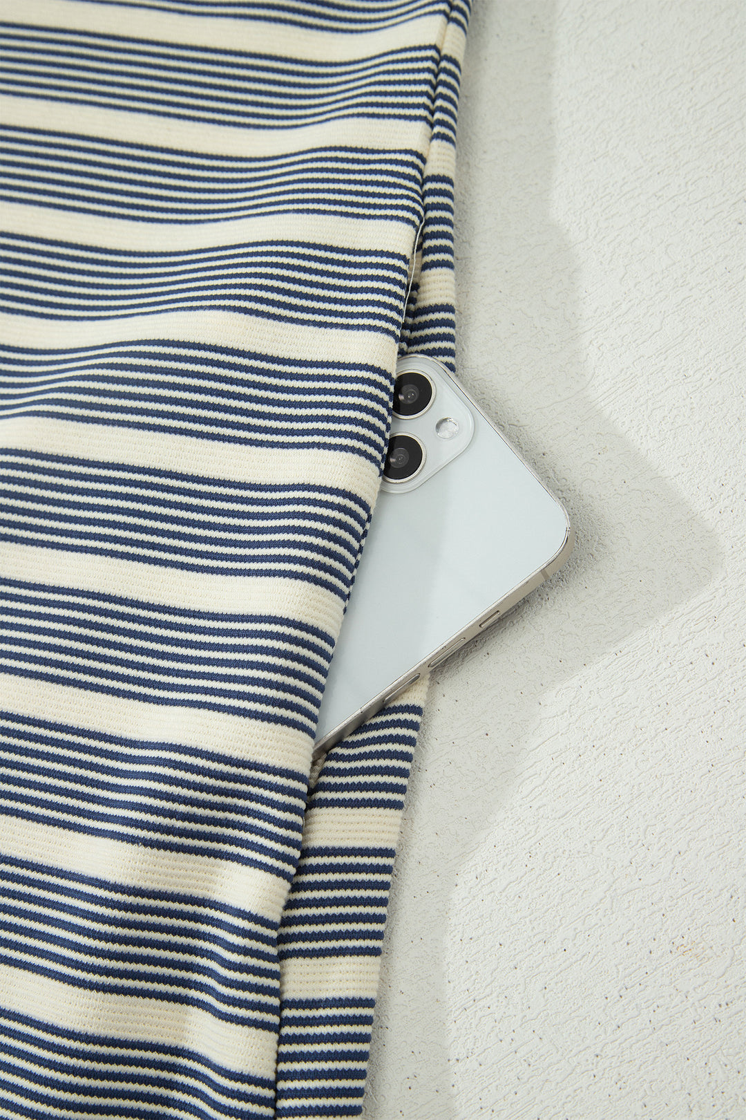 Blue Stripe Plus Size V Neck Ruffle Sleeve Shift Dress
