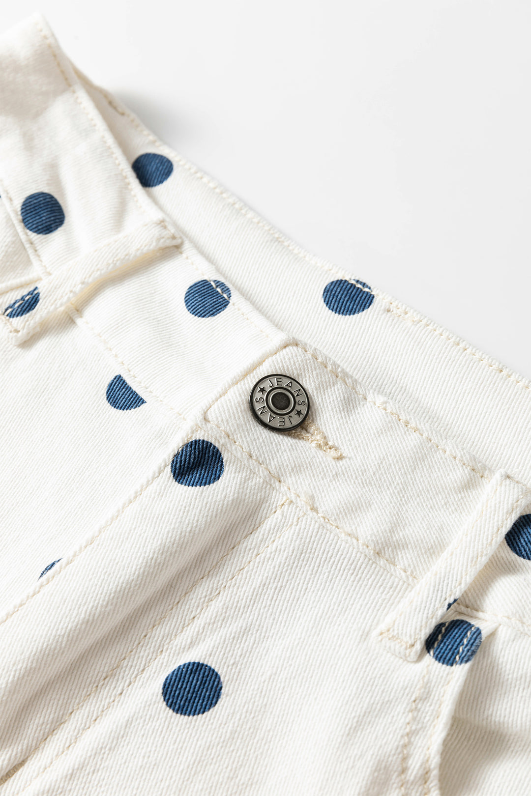Blue Tailored Seam Polka Dot Print Barrel Casual Jeans