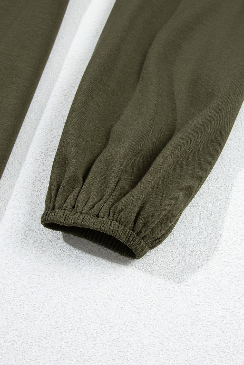 Jungle Green Solid Color Ruched Detail Long Sleeve Midi Dress