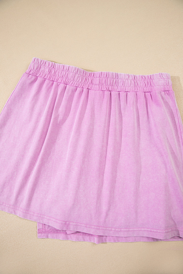 Phalaenopsis Washed Sleeveless Top Split Skort Cotton 2pcs Outfit