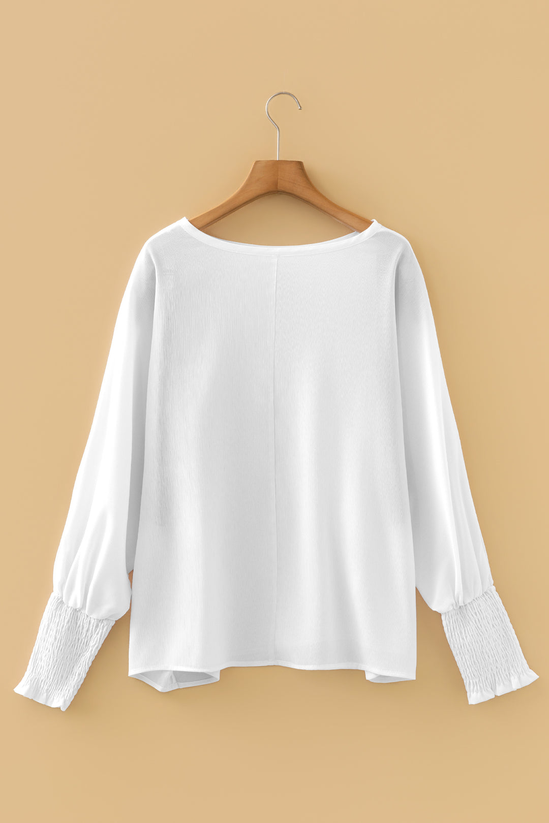 Smocked Cuffs Semi Sheer Long Sleeve Dolman Blouse
